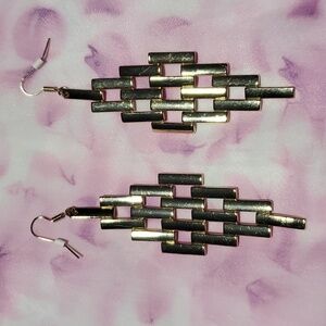 4 for $25 Gold Earrings with Abstract Geometric Design and Polished Finish